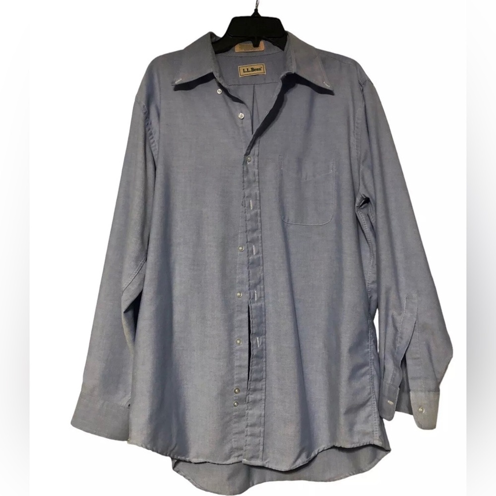 LL Bean Button down shirt. Light blue. One pocket in the front. Men’s 17–35.
